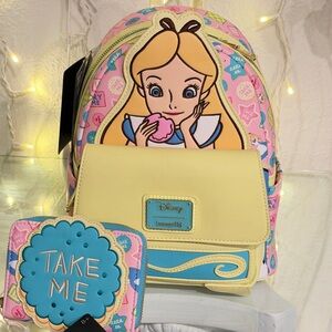 Loungefly Disney Alice in Wonderland  Mini Backpack AND matching wallet